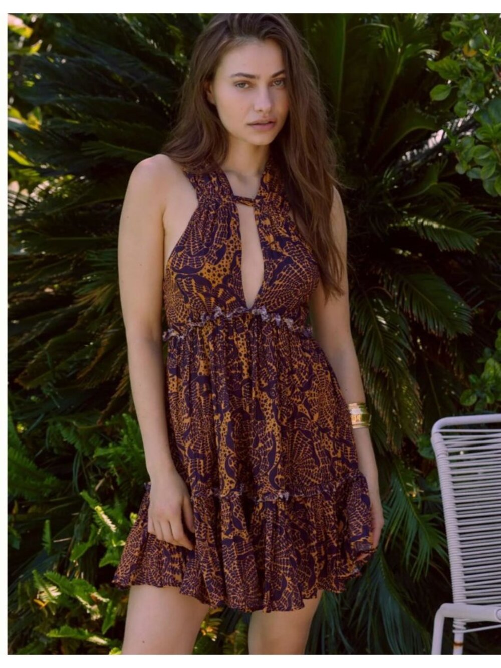 NWT BY ANTHROPOLOGIE Plunge Twist-Back Ruffle Dress Size Large